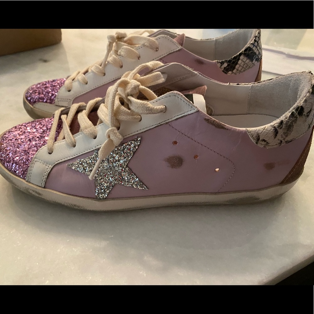 Golden Goose Superstars Pink with pink sparkle